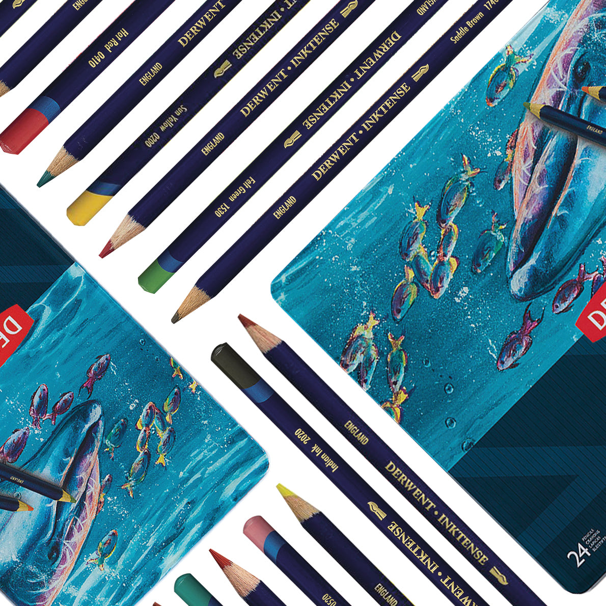 Derwent Watercolour Collectie Set, Verven en Tekenen, Tekenset van 12 Watercolour Potloden en Krijtjes, Inclusief Inktense, Professionele Kwaliteit, 0700303