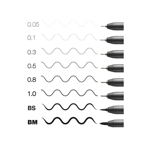 Copic Multiliner set zwart 8 stuks