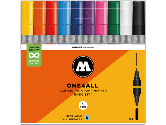 Twin Basic Set (10x) One4All Molotow Acryl Marker