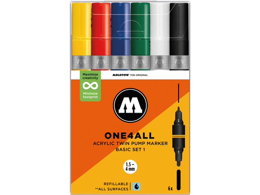 Twin Marker Basic Set 1 (6x) One4All Molotow Acryl Marker
