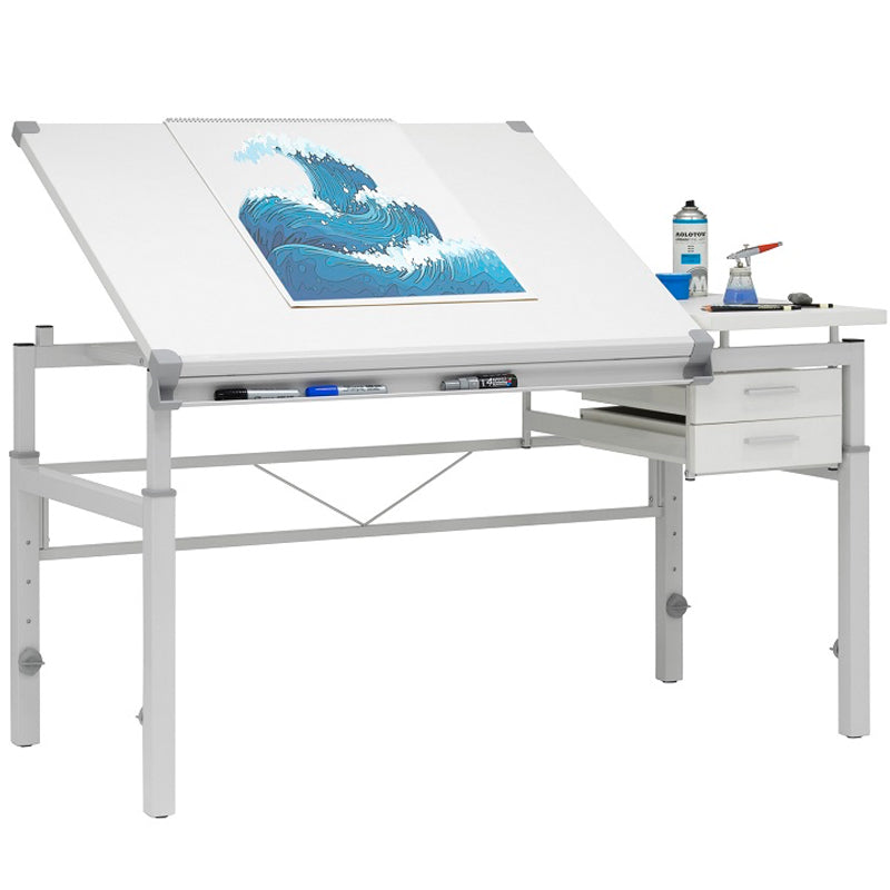 Tekentafelset A3 Tekentafel Multifunctionele College School Ergonomische Tekentafel Gereedschapsset met 2 Parallelle Bewegingslinialen en 2 Verstelbare Hoekklemmen Meetsysteem Hoek 510mm x 365mm