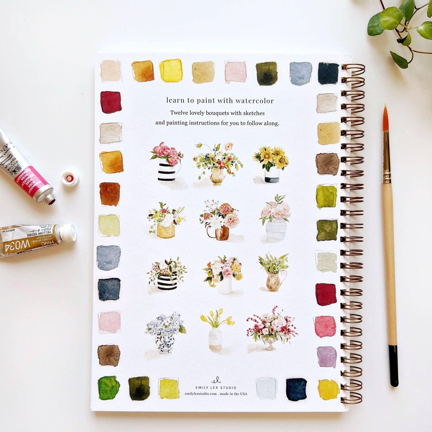 Aquarelverf werkboek - Bouquets- emily lex studio watercolor workbook