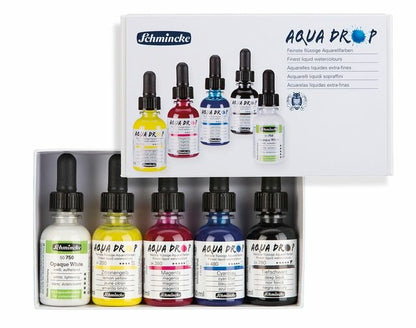 Aquadrop Primary Set (5 x 30 ml) vloeibare waterverf inkt Schmincke