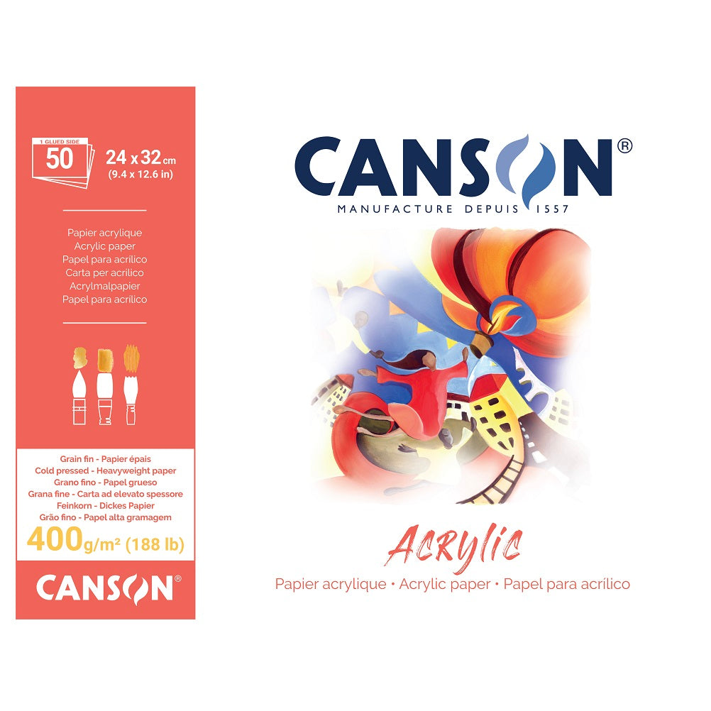 Acryl Papier 400gr 38x46cm Eenzijdig gelijmd Blok (10 vel) Canson