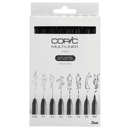 Copic Multiliner set zwart 8 stuks