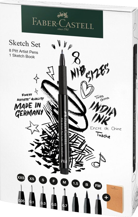 Faber Castell schets set 8 pennen inlc schetsboek