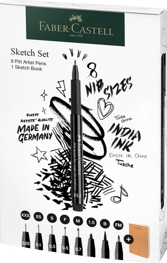 Faber Castell schets set 8 pennen inlc schetsboek
