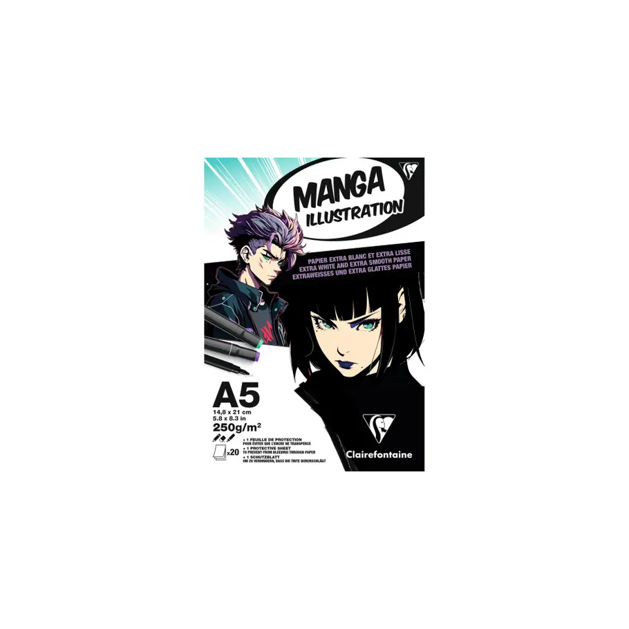 Manga A5 20 vel Wit glad papier 250gr Clairefontaine