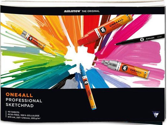One4all professional sketchbook a4 landscape MOLOTOW papier 40 vellen zachte cover