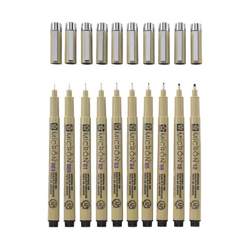 Pigma Micron 10 set Fineliners ZWART Sakura