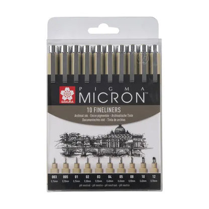 Pigma Micron 10 set Fineliners ZWART Sakura