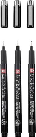 Pigma Micron 3 set Fineliners ZWART Sakura