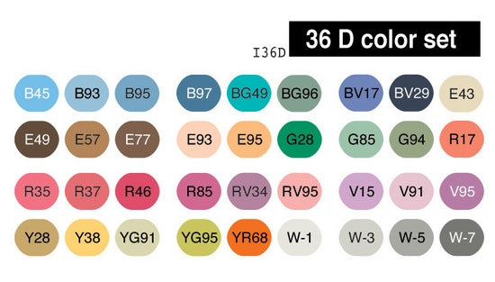Copic Ciao set, 36 kleuren set D CopicSet – Busch & van der Worp