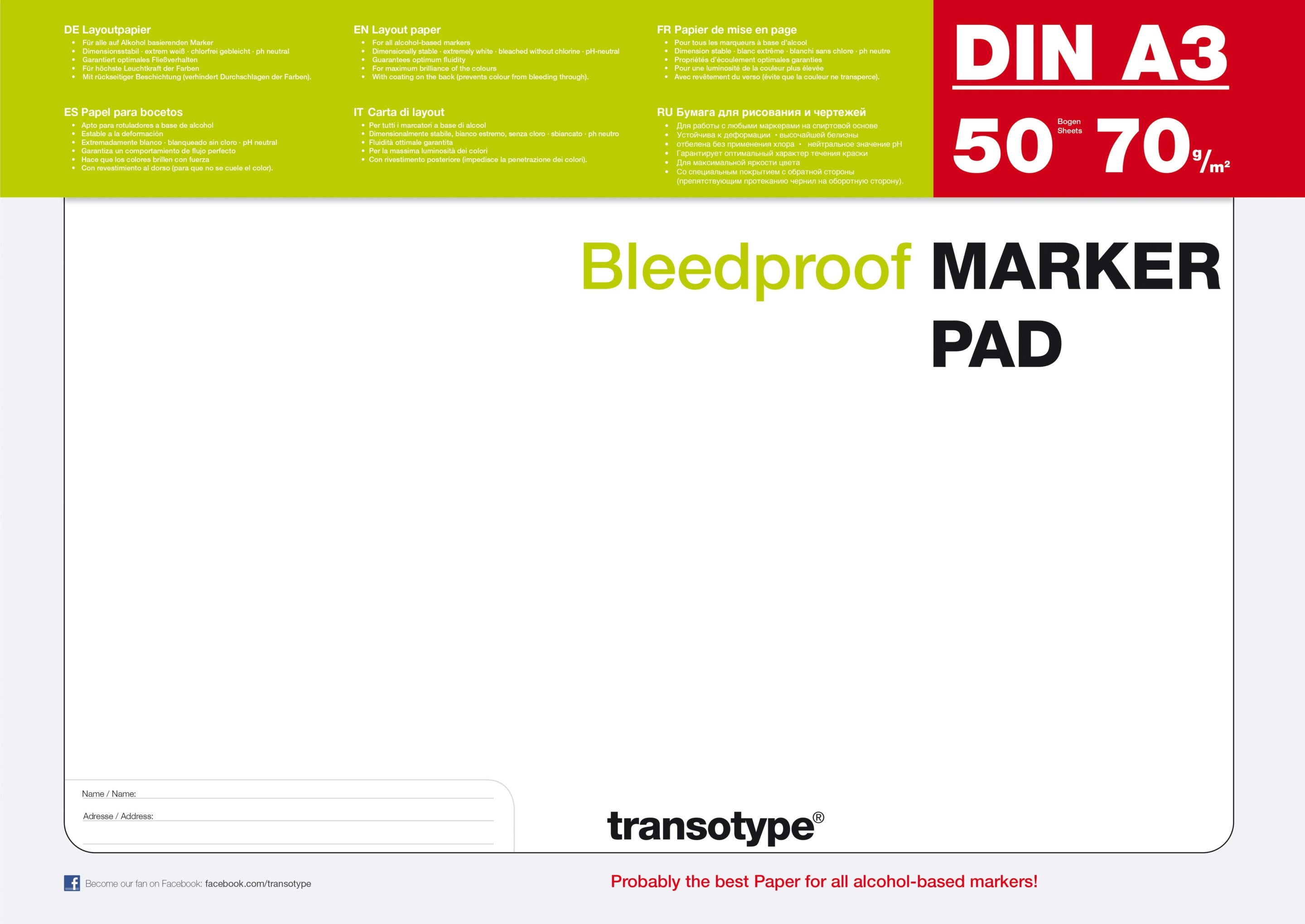 A3 Papier Copic marker blok 70G 50 vel (transotype) – Busch & van