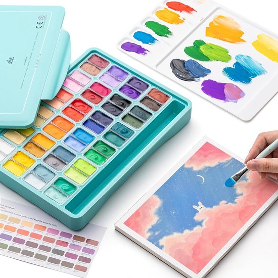HIMI Gouache Set 48 kleuren in box Turquoise