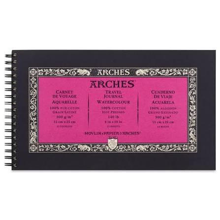 Schetsboek aquarelpapier (15x25cm), 300 grams 15 vellen Arches Ringband