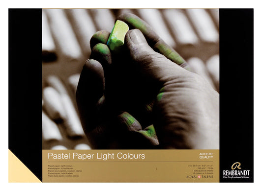 Blok pastelpapier, (21x29,7cm)=A4, 6x5=30 vel, lichte kleuren, 160gr, Rembrandt