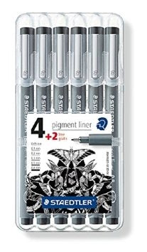 Set fineliners Staedtler 6 stuks met Darwi Schetsboek A5
