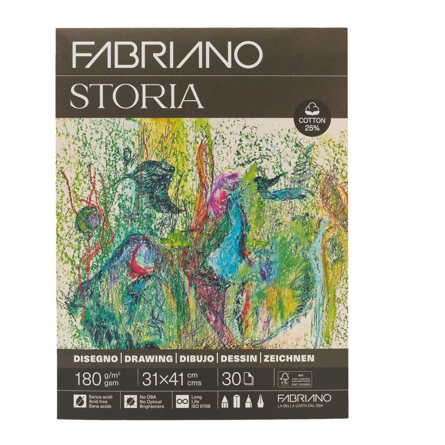 Fabriano Storia tekenpapier 24x32 cm 180 g/m2 25% katoen 30 vel