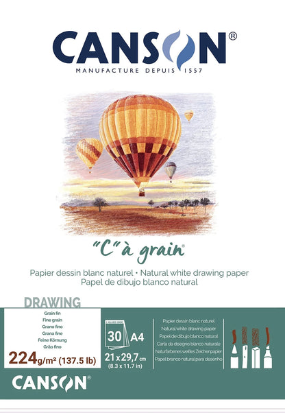 Canson C' a Grain A5 224 gr. Tekenblok gelijmd 30 vel