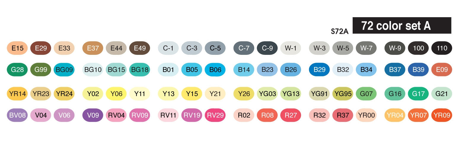 筆記具 COPIC sketch 72A colors COPIC sketch 72 stuks Set A CopicSet – Busch & van der Worp