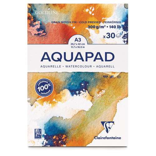 Aquapad 300 gr. 29,7 x 42 cm Blok A3 (30 vellen) Aquarelpapier Clairefontaine