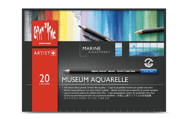 Museum “aquarel” marine doos 20 kleuren set Caran D'Ache