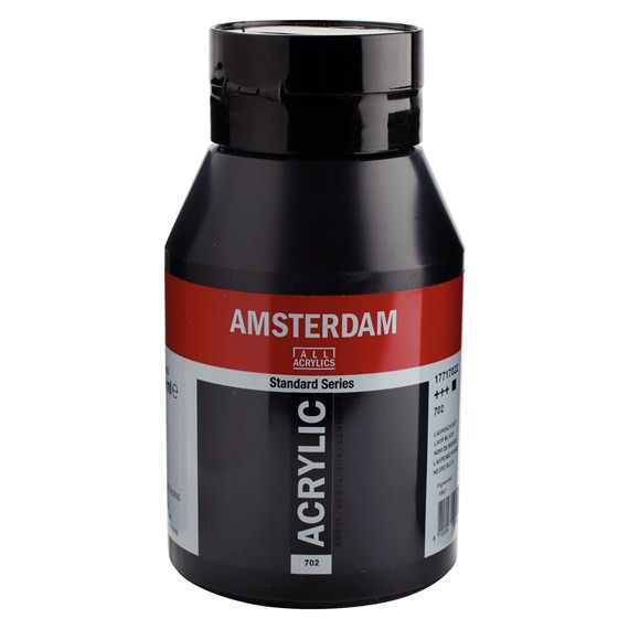 702 Lampenzwart 1 liter Acryl 1000ml pot Amsterdam