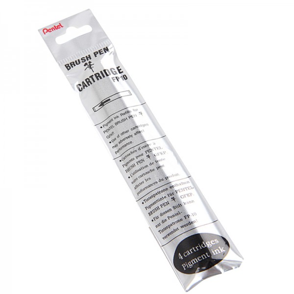 Pentel Brush Pen 4 Refill Cartridges fp10 zwart
