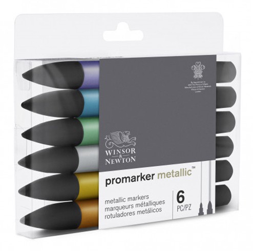 Promarker set 6 Metallic Colours Winsor & Newton Alcohol Marker