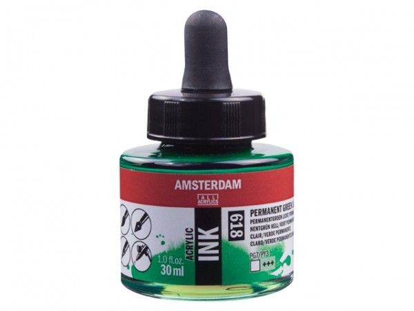 Permanentgroen licht 618 Amsterdam Acryl Inkt 30 ml.