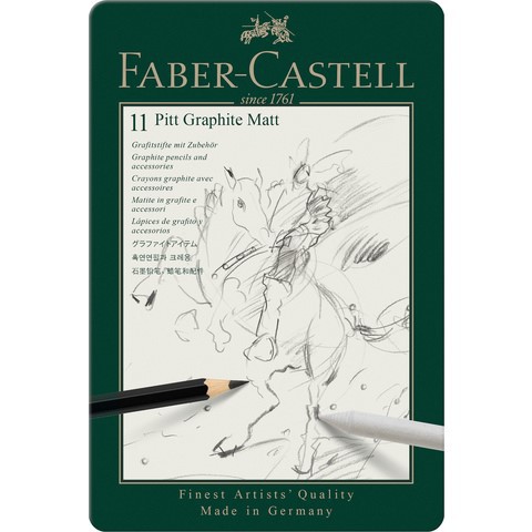 Pitt Graphite Matt Set 11 in blik Faber Castell