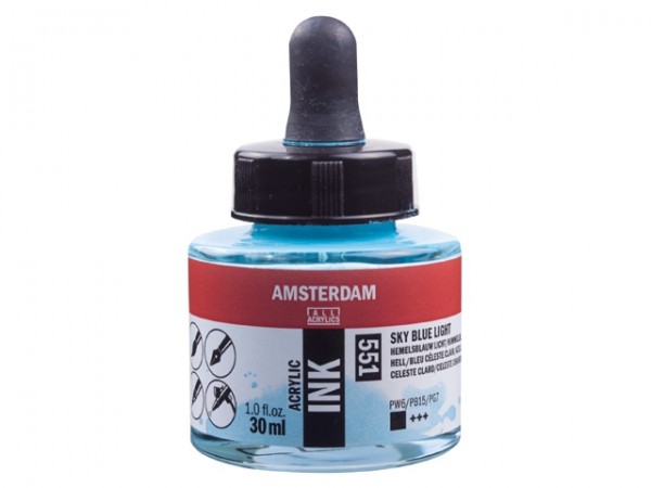 Hemelsblauw licht 551 Amsterdam Acryl Inkt 30 ml.
