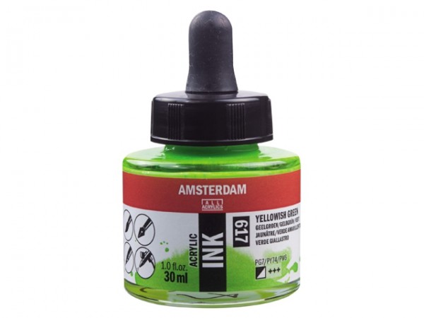 Geelgroen 617 Amsterdam Acryl Inkt 30 ml.
