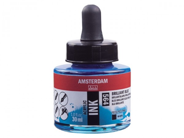 Briljantblauw 564 Amsterdam Acryl Inkt 30 ml.