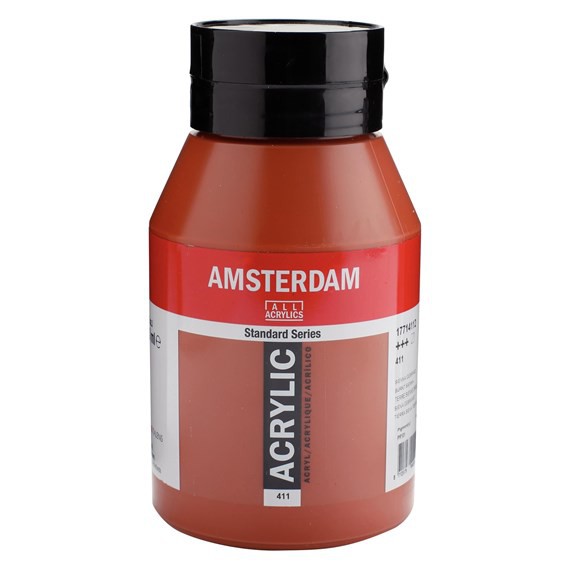 411 Sienna Gebrand 1 liter Acryl 1000ml pot Amsterdam
