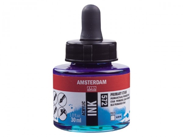 Primair cyan 572 Amsterdam Acryl Inkt 30 ml.