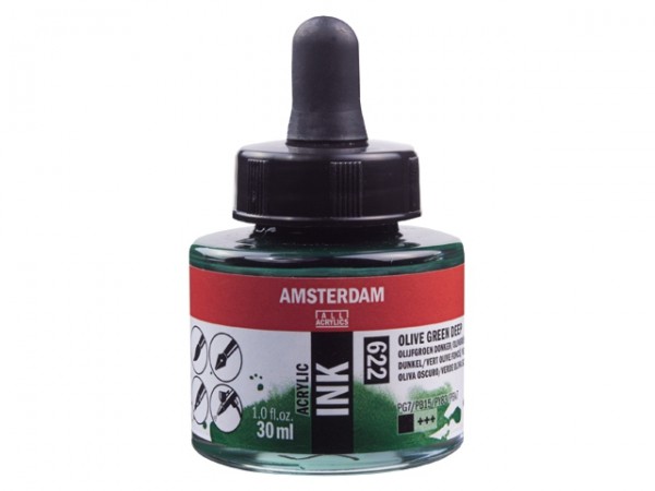 Olijfgroen donker 622 Amsterdam Acryl Inkt 30 ml.