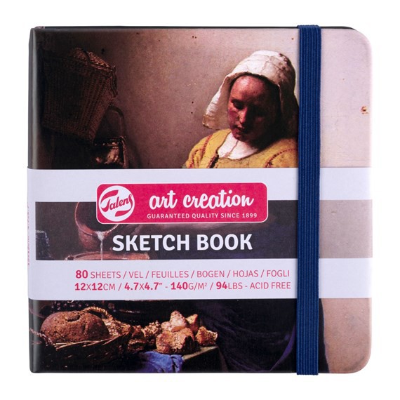 Schetsboekje Vermeer Melkmeisje (cover) 12x12cm Talens ArtCreation